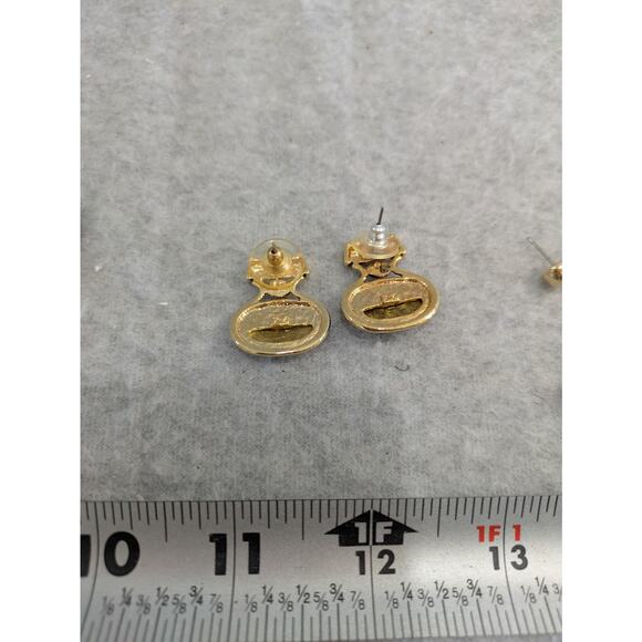 Set Of‎ 3 Vintage Earrings Rhinestone Tassel Leopard Drop Dangle Stud - Picture 10 of 11